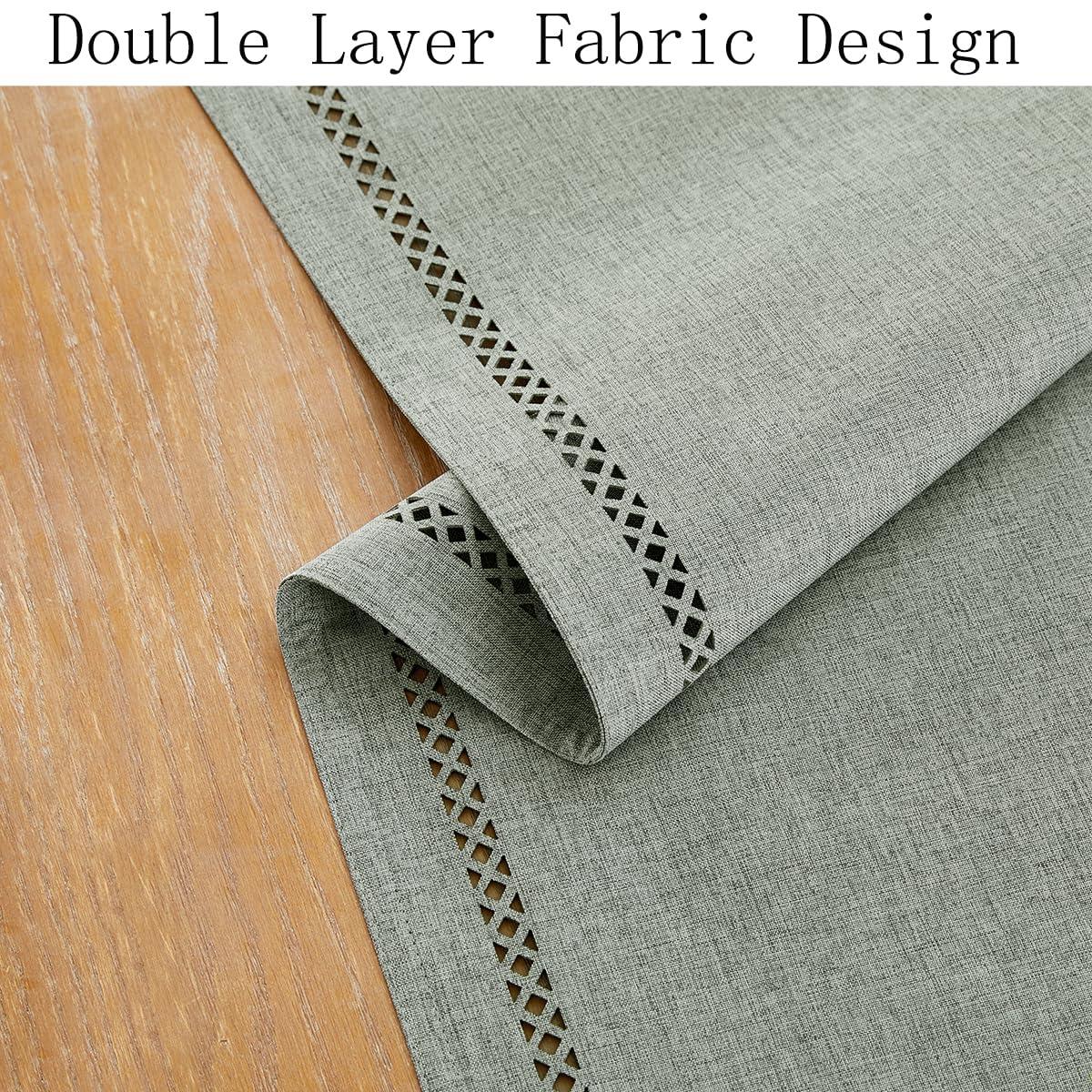 Aoztio Aoztio Burlap Style Farmhouse Table Runner, 13 x 36 Inch Grey, Rustic Geometric Hollow Table Runners 36 Inches Long for Dresser Table Everyday Use, 13x36 Inches, Grey