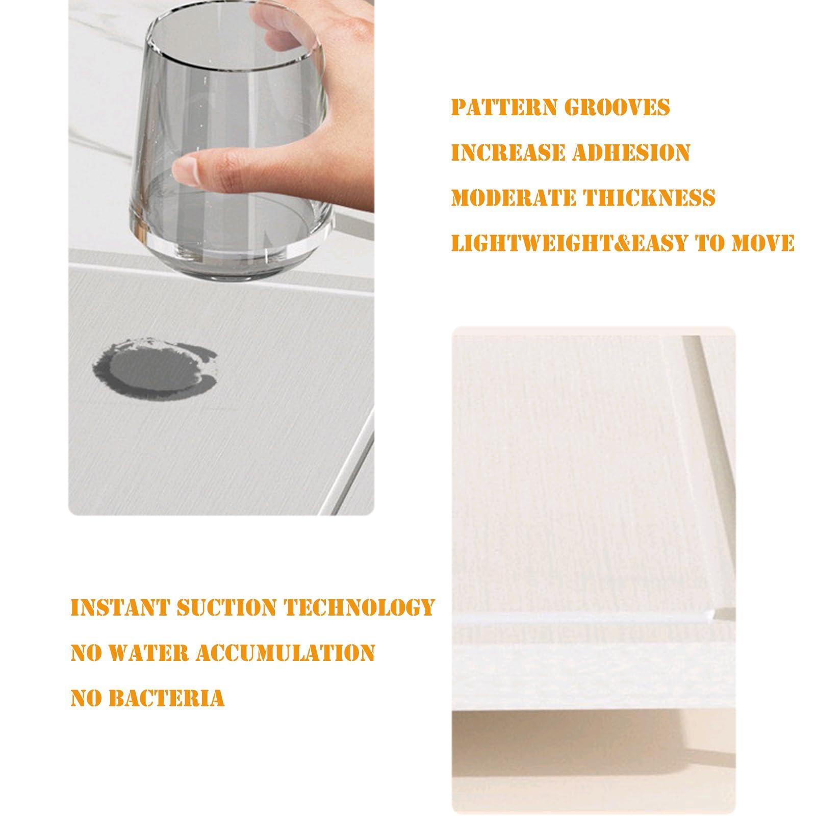 MZSPLENDIDY MZSPLENDIDY Stone Drying Mat for Kitchen Counter, Marble Dish Mat Drying Kitchen Mat with Non-Slip Legs, Ultra Absorbent Diatomaceous Earth Dish Drying Mat for Coffee, Dishes, Bathroom (Marble white)