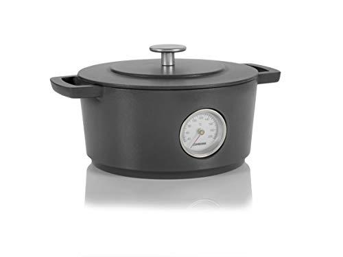 Cuisipro Combekk RAILWAY Recycled Enameled Cast Iron 4.25 Quart Dutch Oven w/ Thermometer, Concrete, 9.5\"
