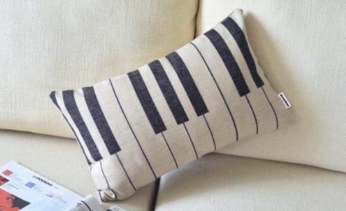 decorbox Decorbox Piano Keyboard Simple Music Throw Pillow Case Decor Cushion Covers Oblong 20*12 Inch Beige Cotton Blend Linen