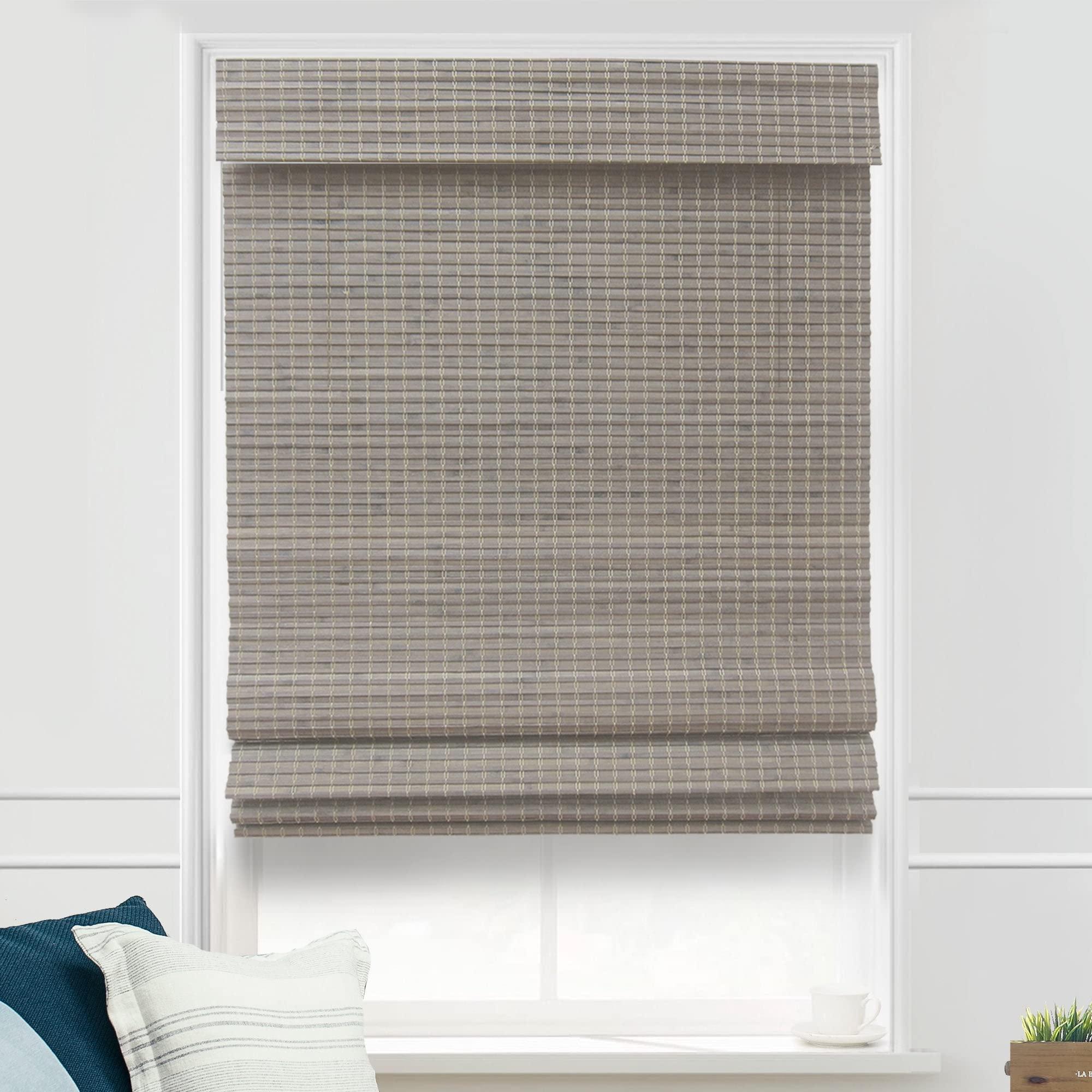 Mood MOOD Custom Bamboo Shades | Rustic | Cordless Bamboo Roman Shades for Windows and Doors (Natural Woven) | Rustic Oak (Great Privacy) | 63.5" W X 48" H