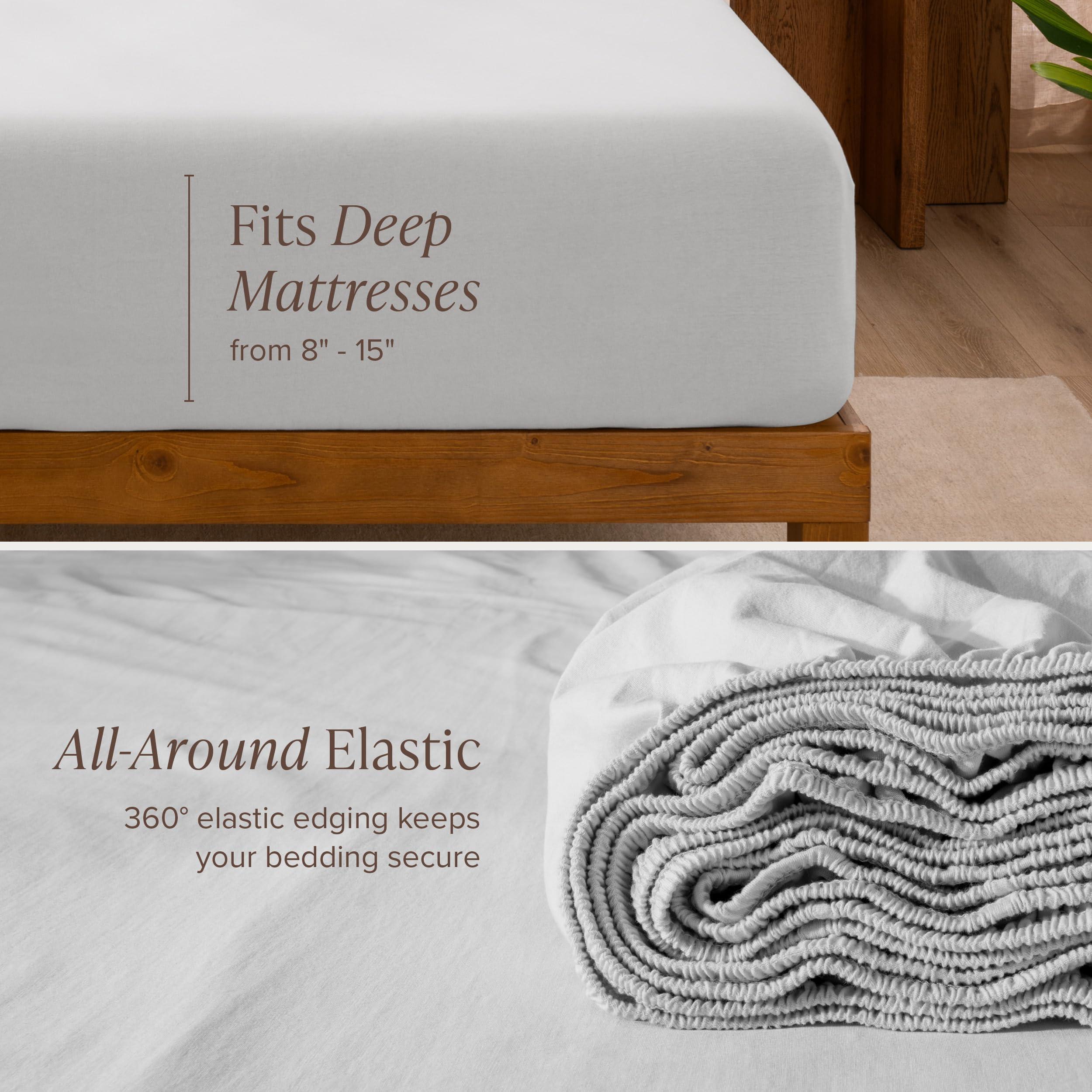 Bare Home Bare Home 100% Organic Cotton Jersey Sheet Set, Ultra Soft, 100% Cotton - Sheet Set & Pillowcases - Deep Pocket Bed Sheets (Split King, Black)