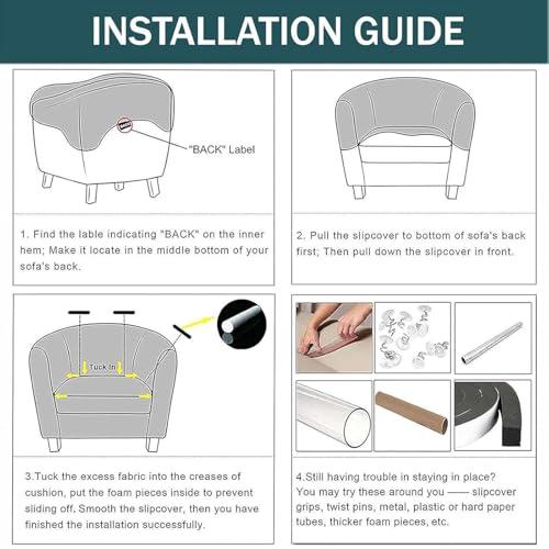 CLGTY CLGTY Club Chair Slipcover, Stretch Spandex Barrel Chair Cover Round Tub Chair Covers Non Slip Armchair Covers with Elastic Bottom for Living Room Bar Counter-Dark Green-1 Piece