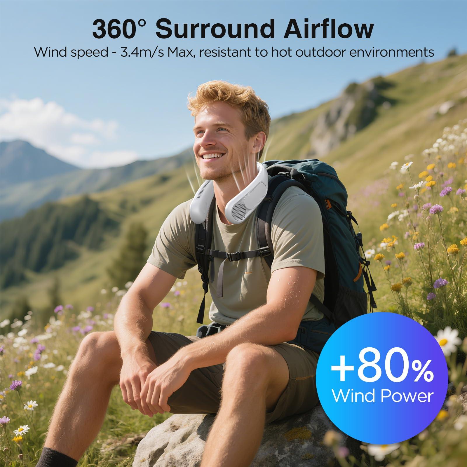 Hotsales Hotsales Neck Fan, Hands Free Bladeless Neck Fans Portable Rechargeable, 6000 mAh Battery Operated Wearable Personal Fan, Cooling Neck Fan, 3 Speeds, USB Fan Gifts for Men, Women, Travel, Outdoor