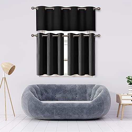 Sky Wave Sky Wave Grommet Top Blackout Curtain Valance - Window Treatment for Living Room, Kitchen. (Coffee 42 Inch Wide by 20 Inch Long- 1panel)