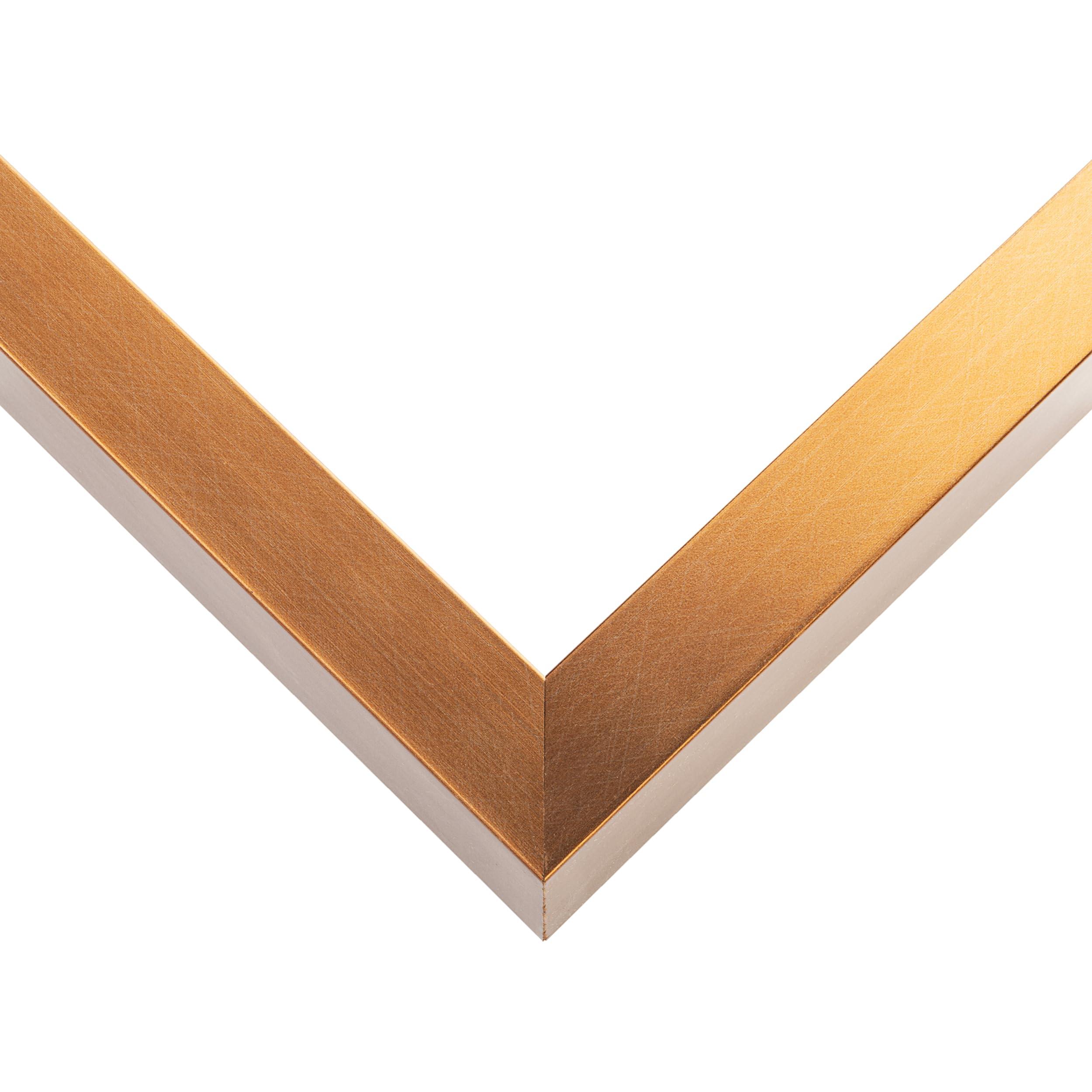 CustomPictureFrames.com 8x7 Shadow Box Gold Cross-Brushed Display Frame | 1.625 Inches Deep Solid Wood | UV Resistant Acrylic Plexiglass Front, Acid Free Backing and Hanging Hardware Included