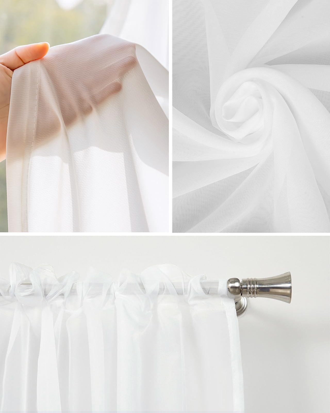 Hokiten Hokiten Blue Ombre Coastal Sheer Waterfall Valance Curtains for Window, Modern Blue Sea Wave Abstract Art Rod Pocket Sheer Topper Swag Curtains for Living Room, Kitchen 38.5" W x 47.2" L, 1 Panel