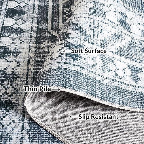 Safavieh SAFAVIEH Arizona Collection Round Rug - 6' Round, Grey Green & Ivory, Traditional Design, Washable & Slip Resistant, Ideal for High Traffic Areas in Living Room, Bedroom & Dining Room (ARZ108F-6R)