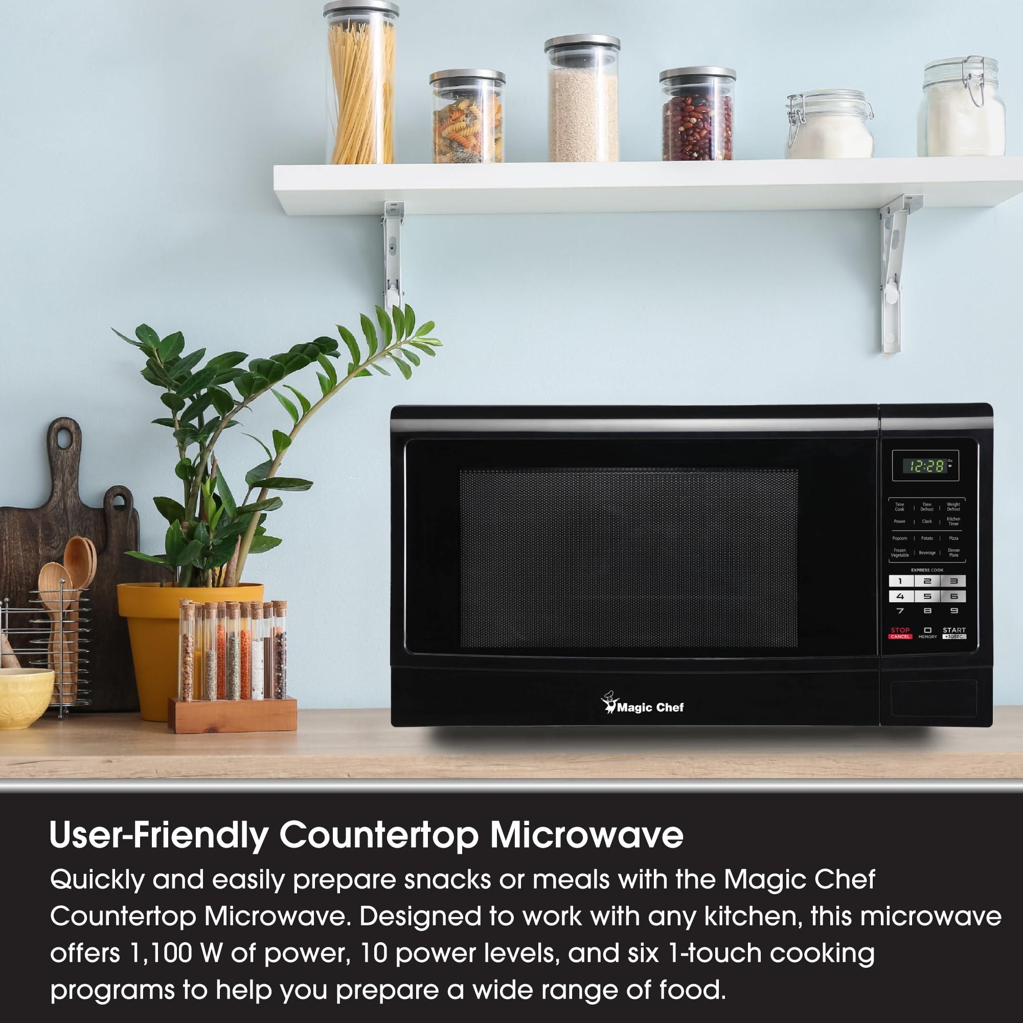 Magic Chef Magic Chef Countertop Microwave Oven, Small and Compact, 1100 Watt, 1.6 Cu Ft, Black