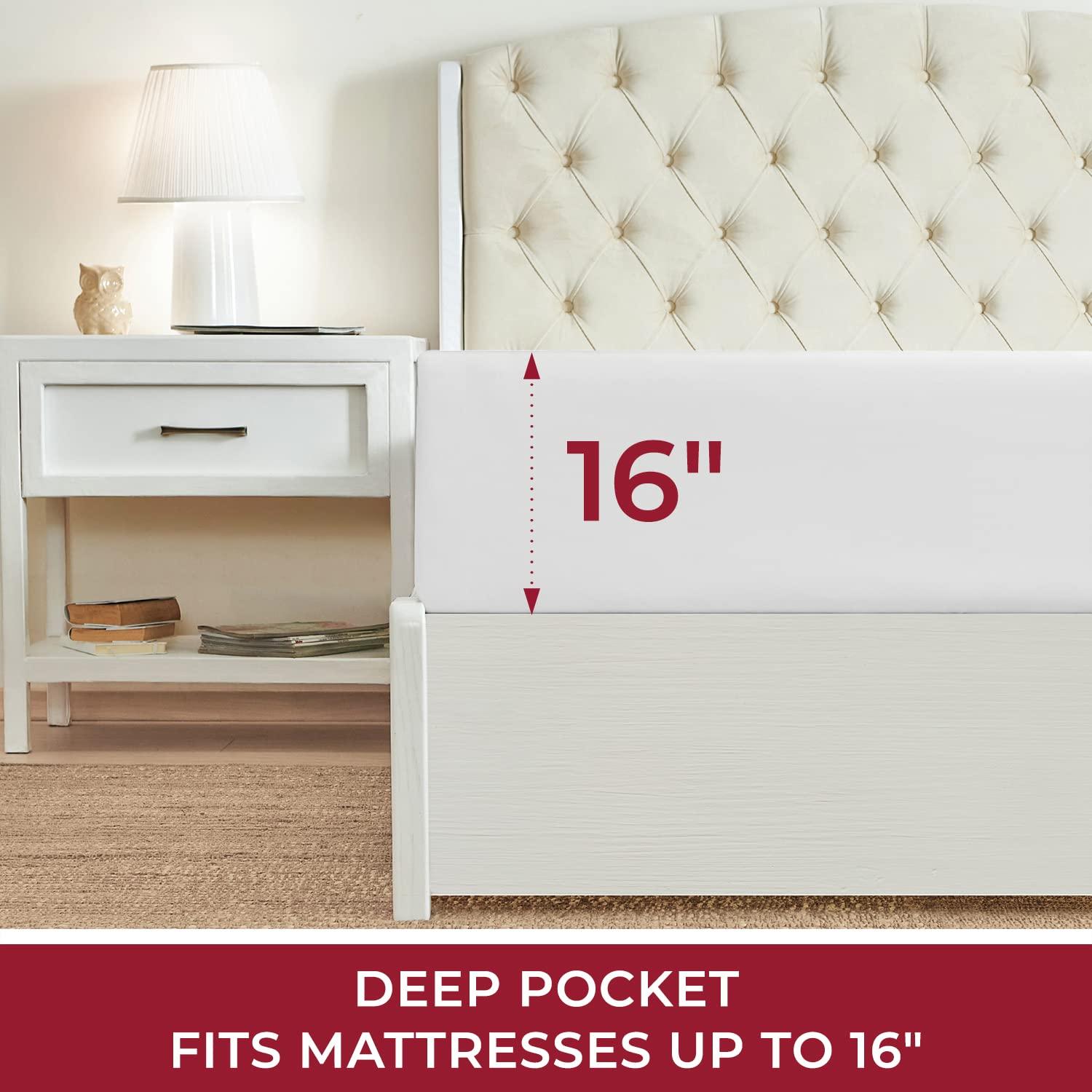 Mellanni Mellanni King Fitted Sheet - Iconic Collection Bedding Sheets with up to 16 inch Deep Pocket - Soft & Cooling - Fade & Stain Resistant - 1 PC (King, White)