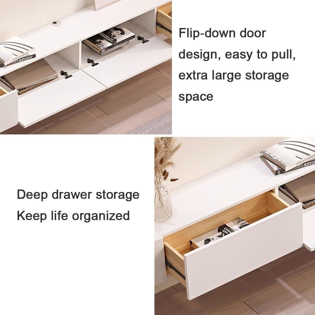 WQMHOME Floating TV Unit 140/160/180cm Wall Mounted TV Unit Large Storage TV Unit White Floating TV Unit(180 * 20 * 24CM)