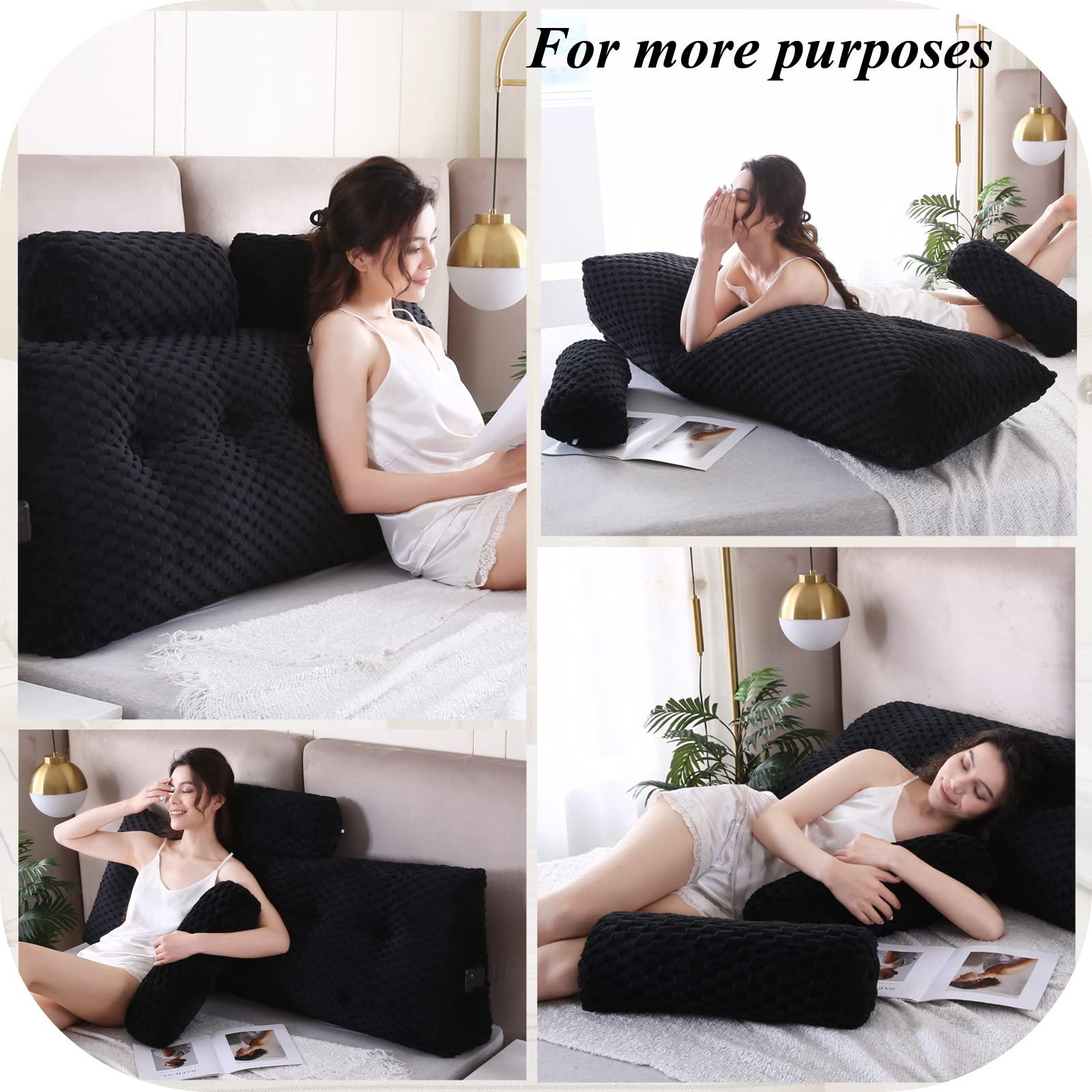 Gpround Gpround Wedge Headboard Pillows + 2 Head Roll Pillow Bed Wedge Pillow for Headboard Large Bolster for Bed Rest Reading Pillows Backrest Pillows for Sitting in Bed Backrest Positioning Support