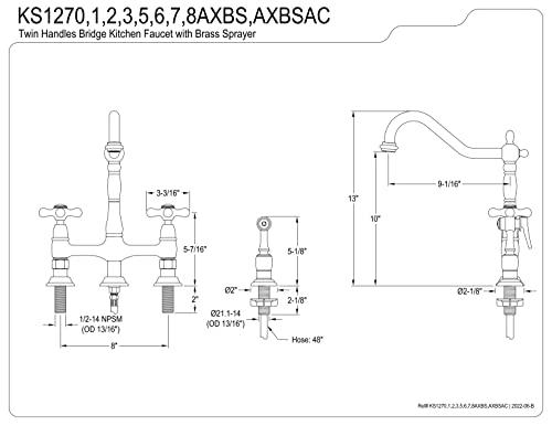 Kingston Brass Kingston Brass KS1271AXBS Heritage Kitchen Faucet with Brass Sprayer, 8-3/4-Inch, Polished Chrome