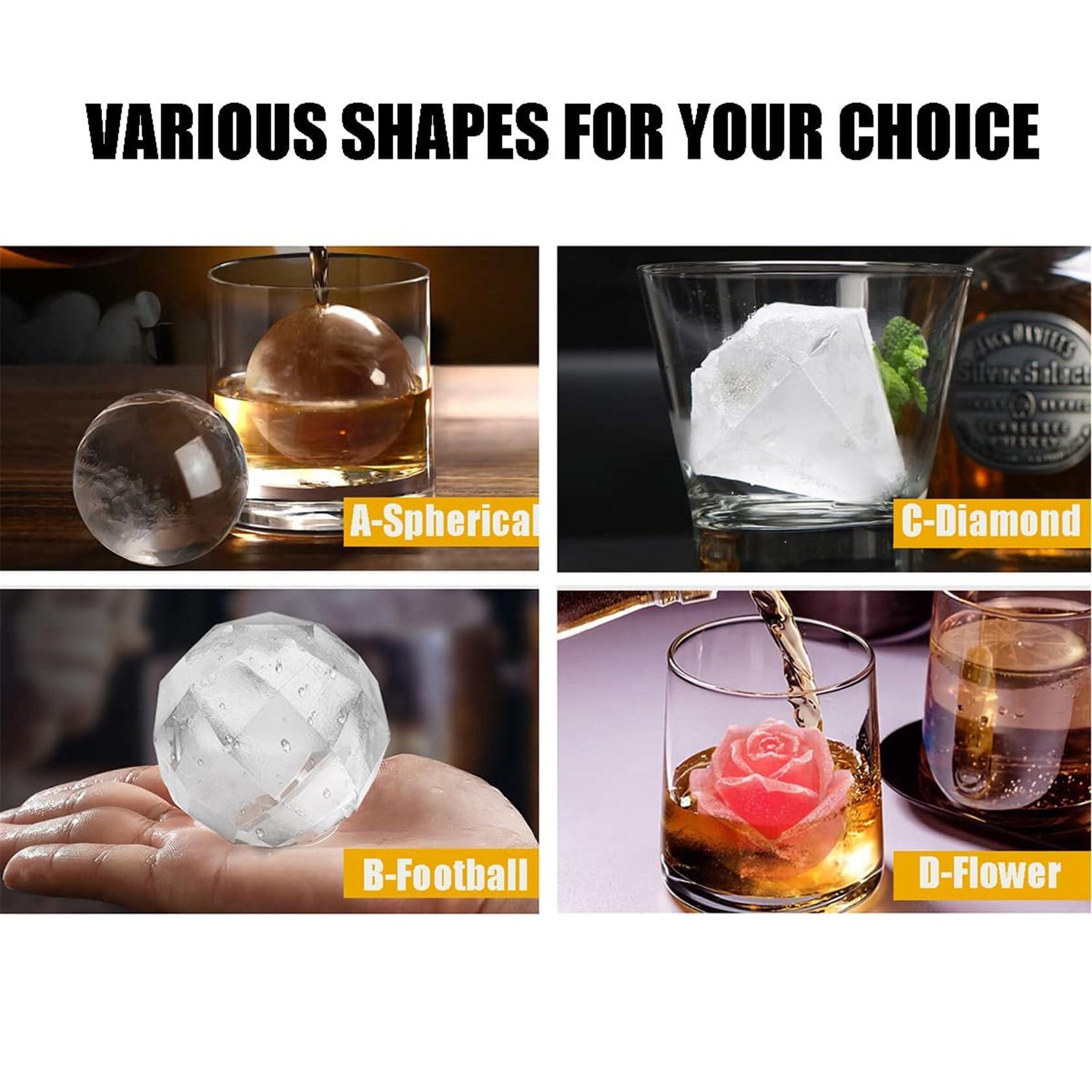 MiBoce Diamond Ice Maker, Round Ice Cube Mold, 30-70mm Multi-Purpose Cocktails Ice Ball Press Mold, Complete Shape, for Pubs, Clubs, Restaurants, Cafes, Bar