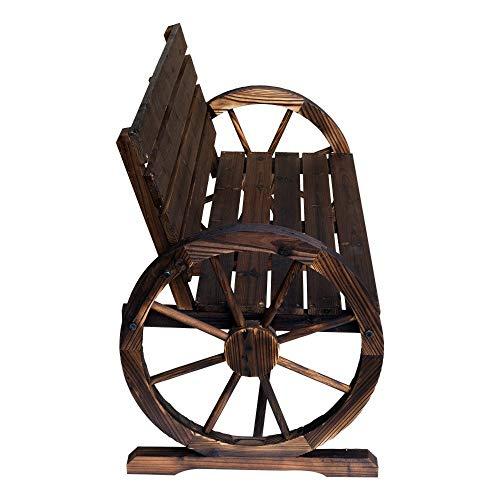 Unknown Wagon Wheel Bench Garden Chair Loveseat Wooden Accent Outdoor Garden