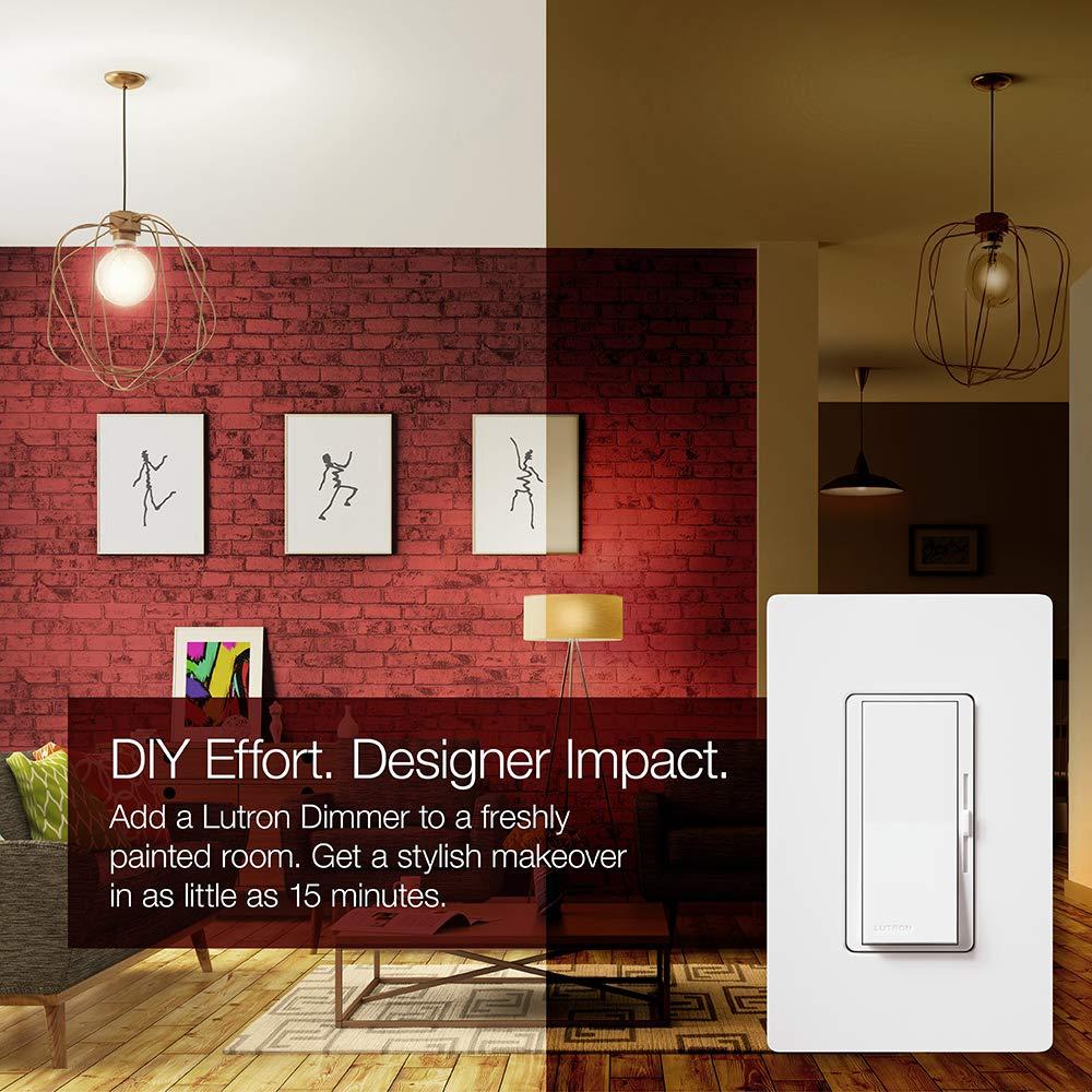 Lutron Lutron Diva LED+ Dimmer Switch for Dimmable LED, Halogen and Incandescent Bulbs, 150W/Single-Pole or 3-Way, White (2-Pack)