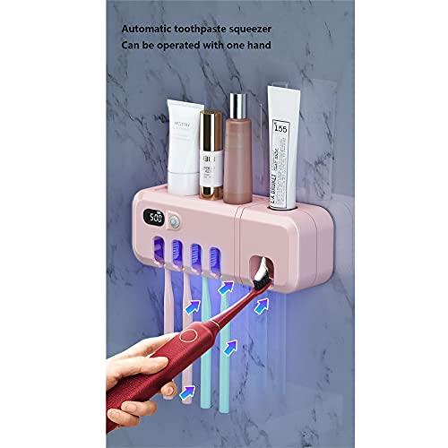 EUYIMOMO tooth brush holder,Automatic toothpaste squeezing toothbrush holder, wall-mounted non-perforated toothbrush holder-white