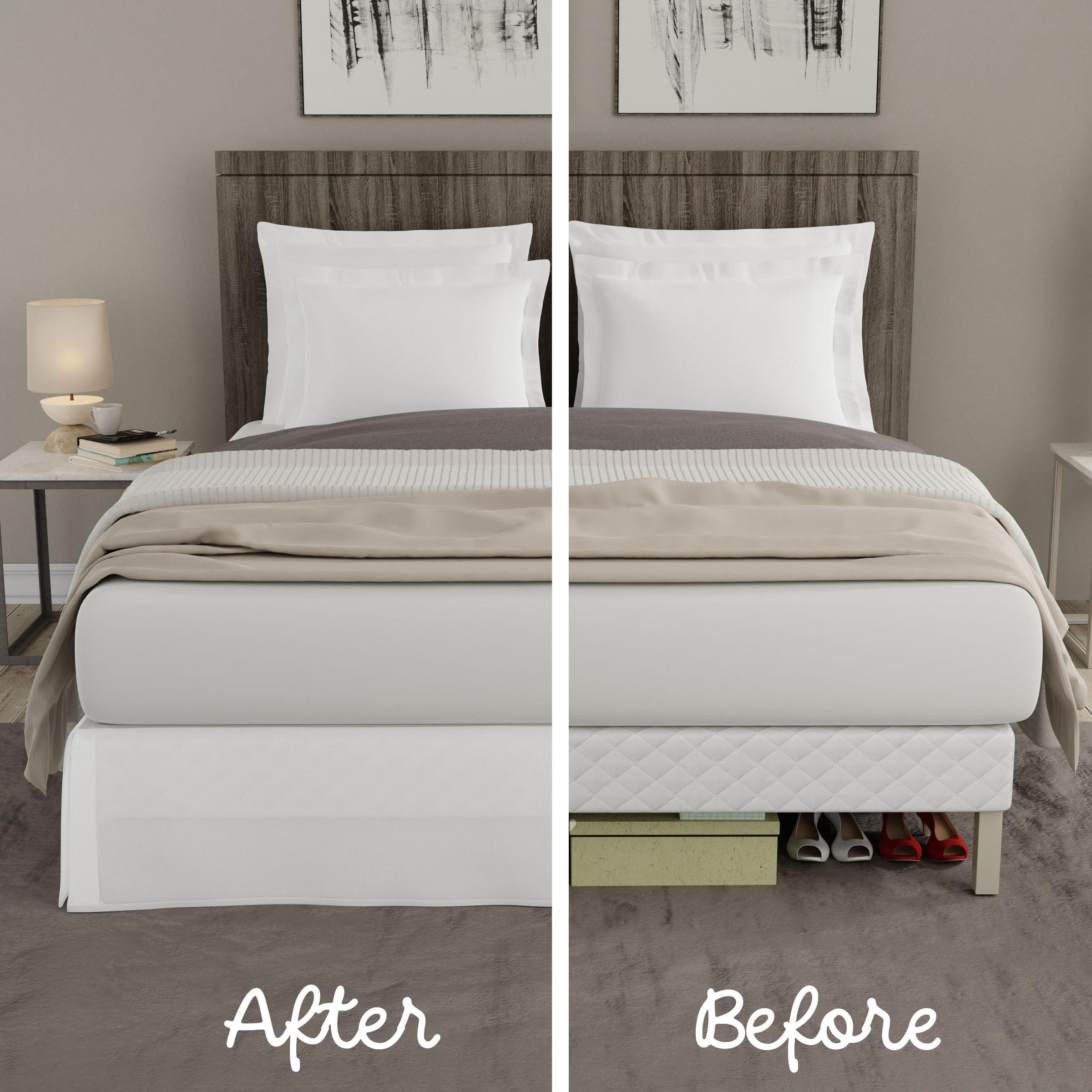 TODAY'S HOME TODAY\'S HOME Classic Tailored Bed Skirt Dust Ruffle, Microfiber, 14\" Drop Length, Full, Ivory