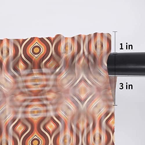 ZOE GARDEN ZOE GARDEN Abstract Valance Curtains for Kitchen/Living Room/Bathroom/Bedroom Window, Rod Pocket Small Topper Half Short Window Curtains Voile Sheer Scarf, Modern Geometric Circle Ombre Brown 54\"x18\"