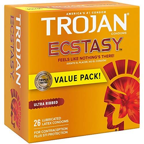 TROJAN Trojan Ultra Ribbed Ecstasy Lubricated Condoms - 26 Count