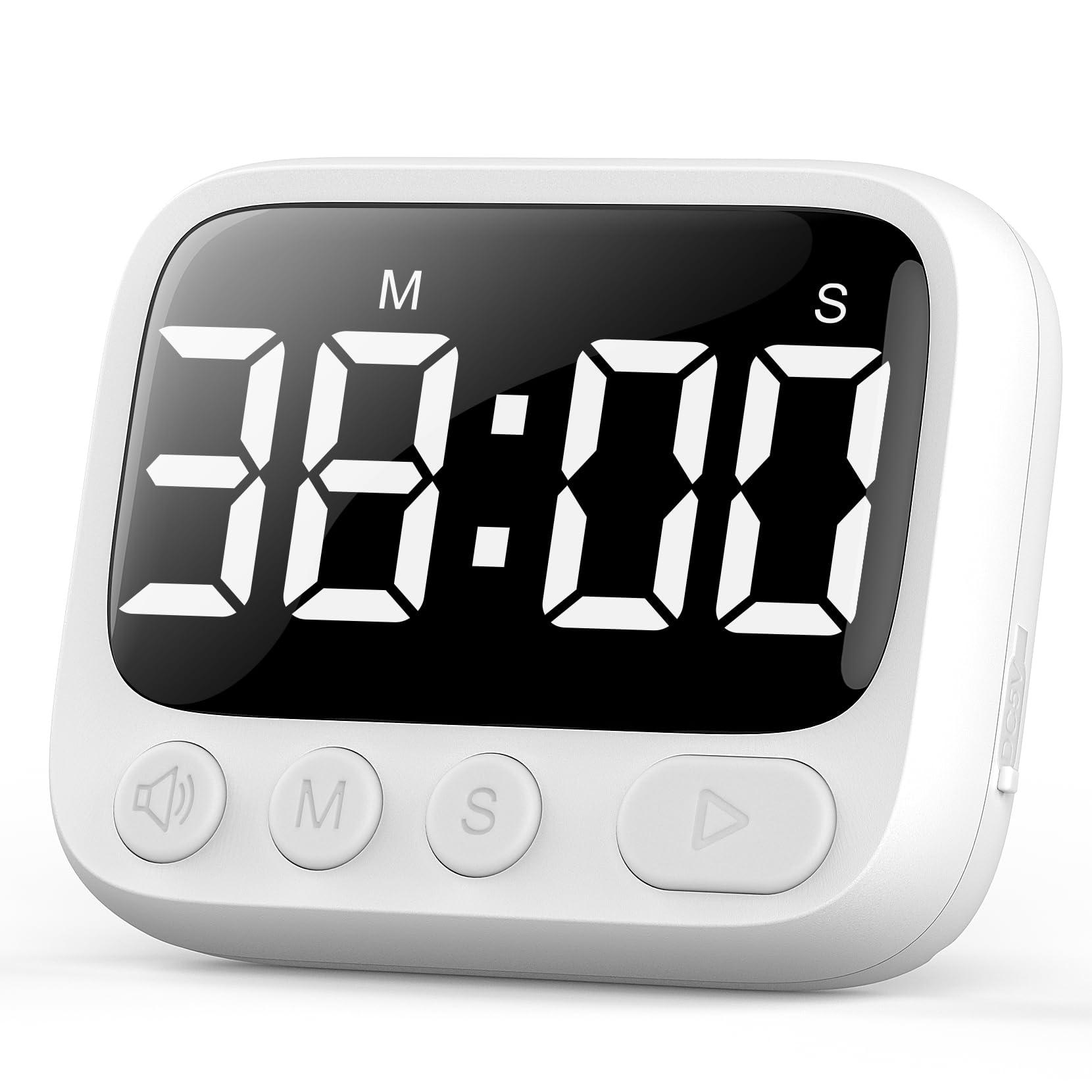 HAUKINIX HAUKINIX Shower Timer Waterproof Bathroom Timer Toilet Timer Digital Kitchen Timer for Wall Mount, Study Timer w/Foldable Stand, Countdown Timer Stopwatch w/Suction Cup for Swim, Rechargeable, White