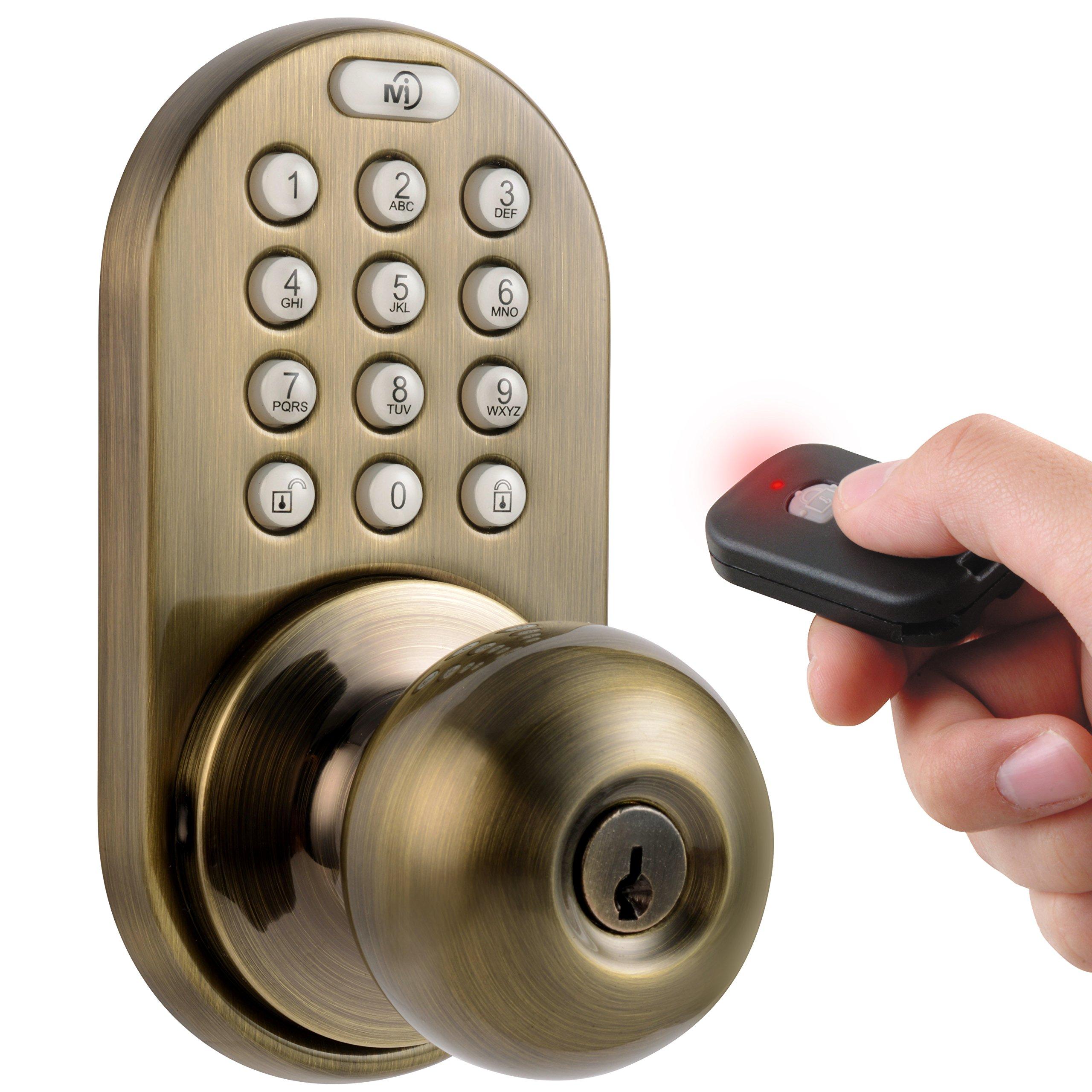 MiLocks MiLocks XKK-02AQ Digital Door Knob Lock with Keyless Entry via Remote Control and Keypad Code for Interior Doors