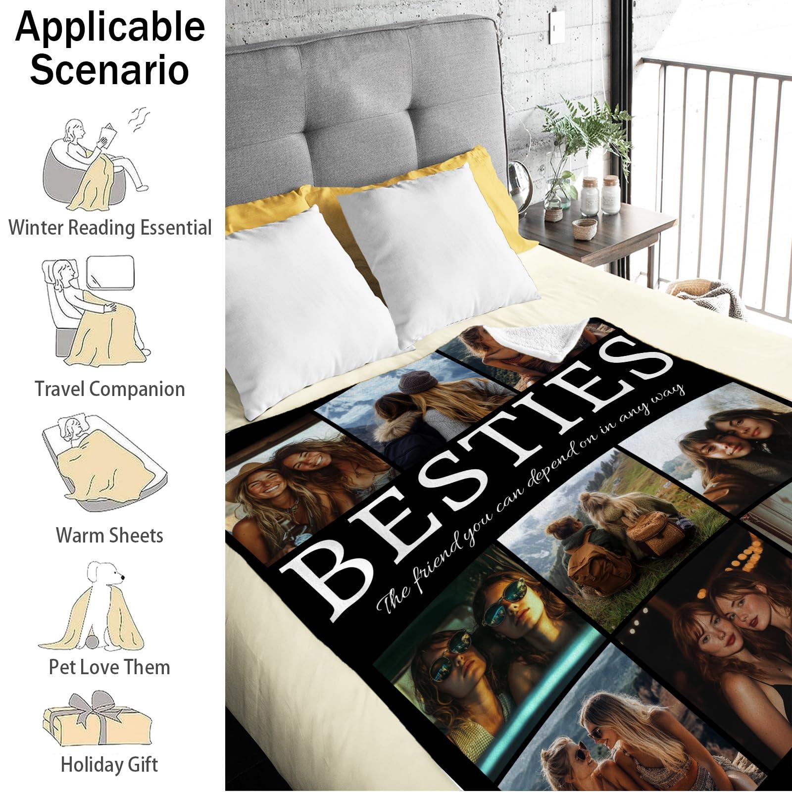BTinoe Custom Blanket with Picture Text Personalized Photo Blanket Customized Blanket for Christmas Valentine\'s Day Birthday Gifts Customized Gifts for Mom Dad Couple Girlfriend Boyfriend Wife Husband