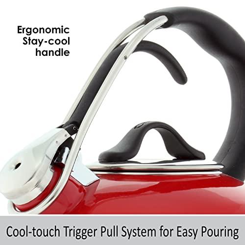 Chantal Chantal Classic Loop Enamel on Steel Whistling Tea Kettle, 1.8 quart (Red)