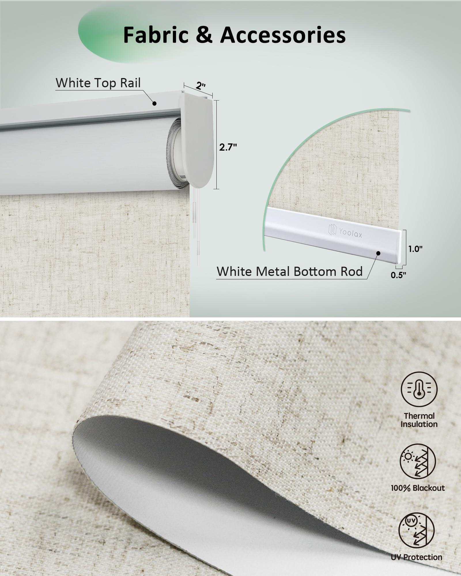 Yoolax Yoolax Motorized Blinds, Blackout Motorized Roller Shades for Indoor Windows, Cordless Automatic Shades Roller Window Blinds App Control for Bedroom Living Room Office(Artisan Beige, 29" W x 72" H)