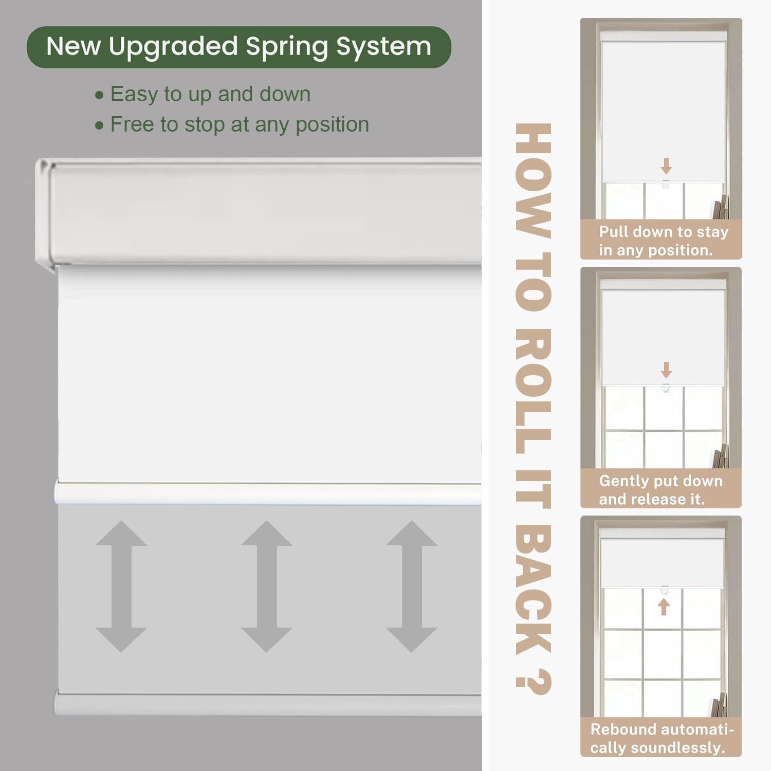 IDEKIO Blackout Roller Blinds for Windows,Custom Size Cordless Black Out Roller Shades,Thermal Insulated Privacy UV Protection Window Shades,Easy to Install,Beige,34" W x [25" H to 98" H Customize]