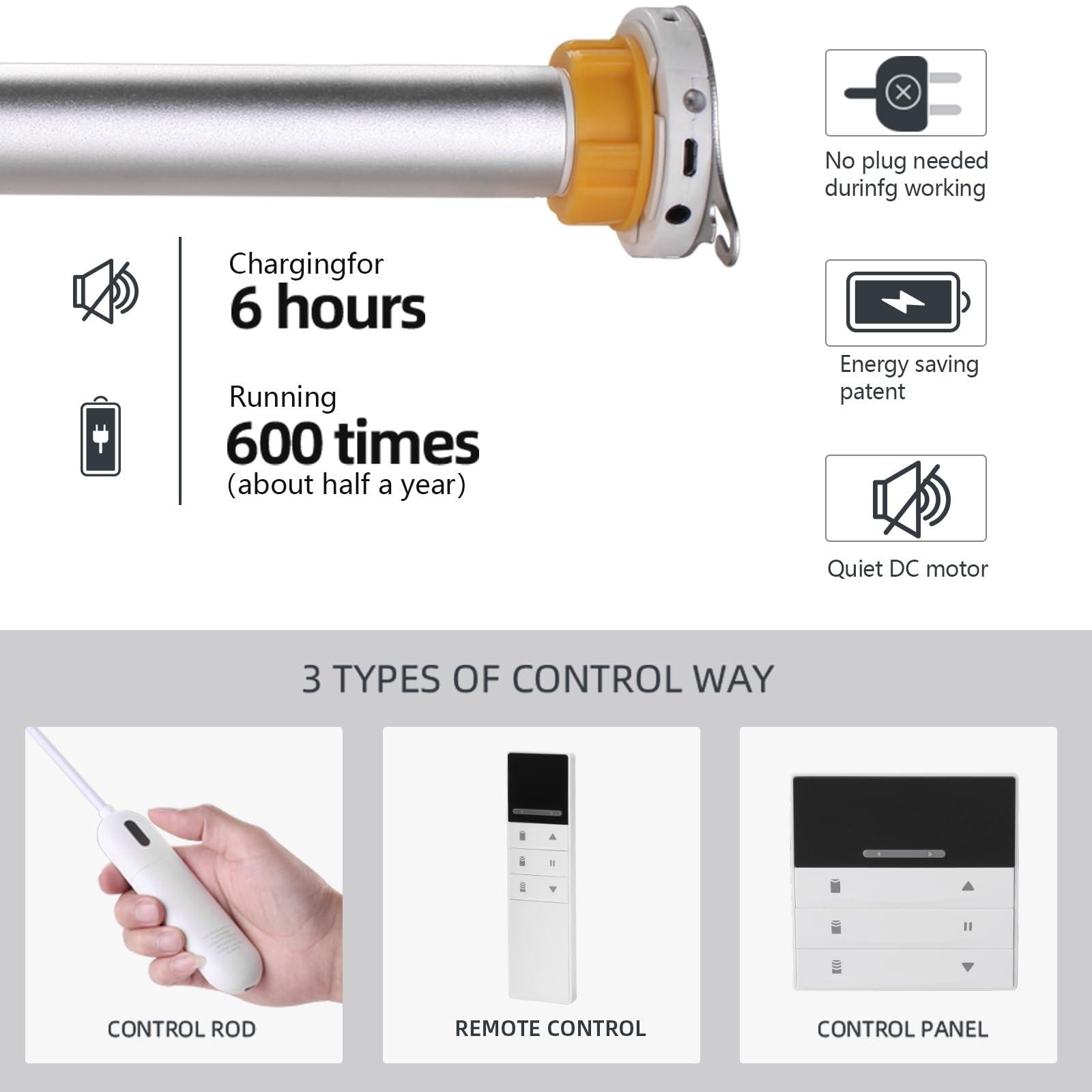 ACMEART ACMEART Horizontal Window Blinds,Motorized Zebra Blinds Shades with Control Rod,Semi-Blackout Dual Layer Automatic Smart Blinds with Remote Control for Home Office Customized Size Luxury Light Grey