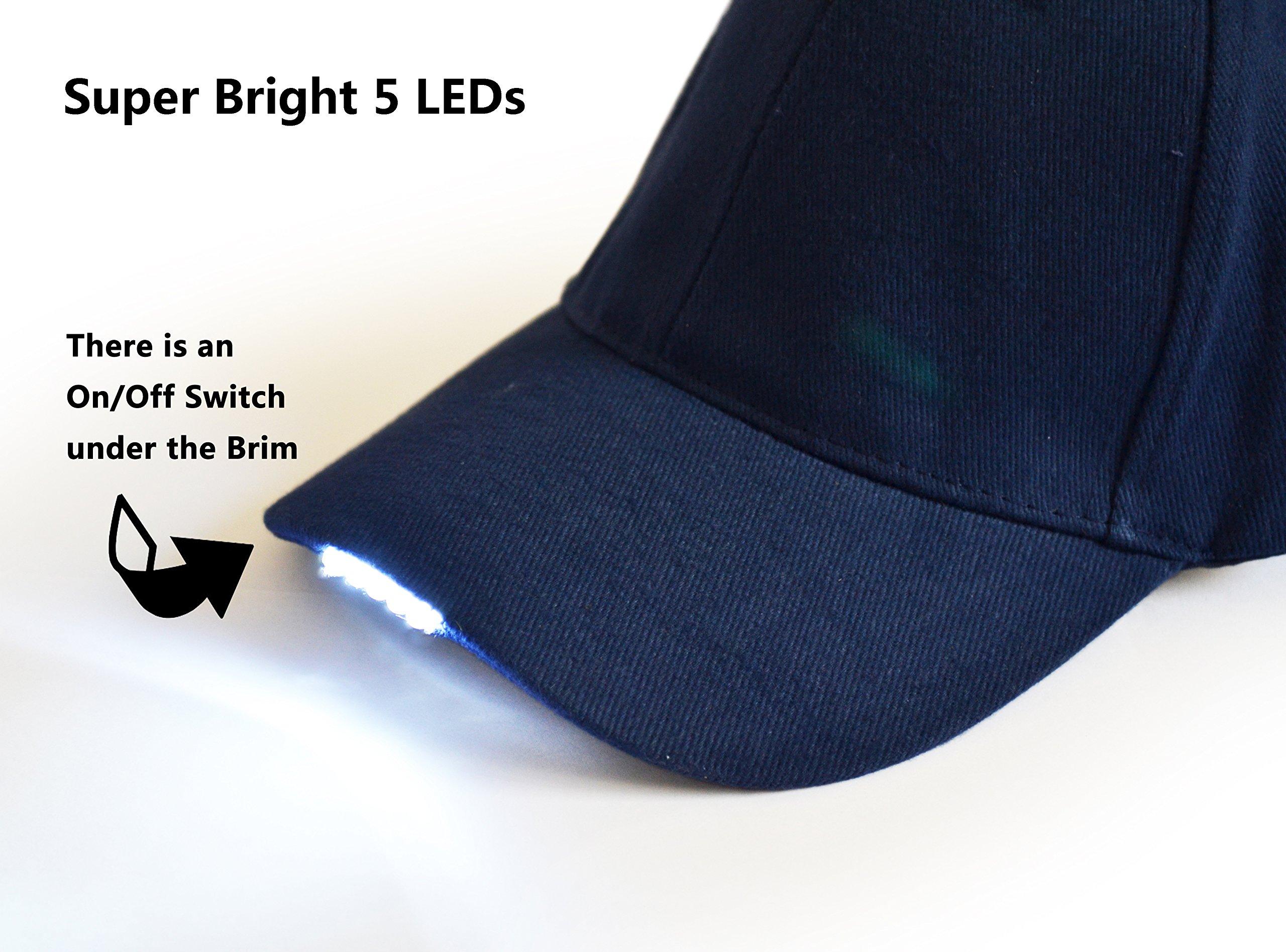 UltraKey Hands Free LED Baseball Cap Hat for Outdoor Jogging Hip Hop Party Holiday Blue