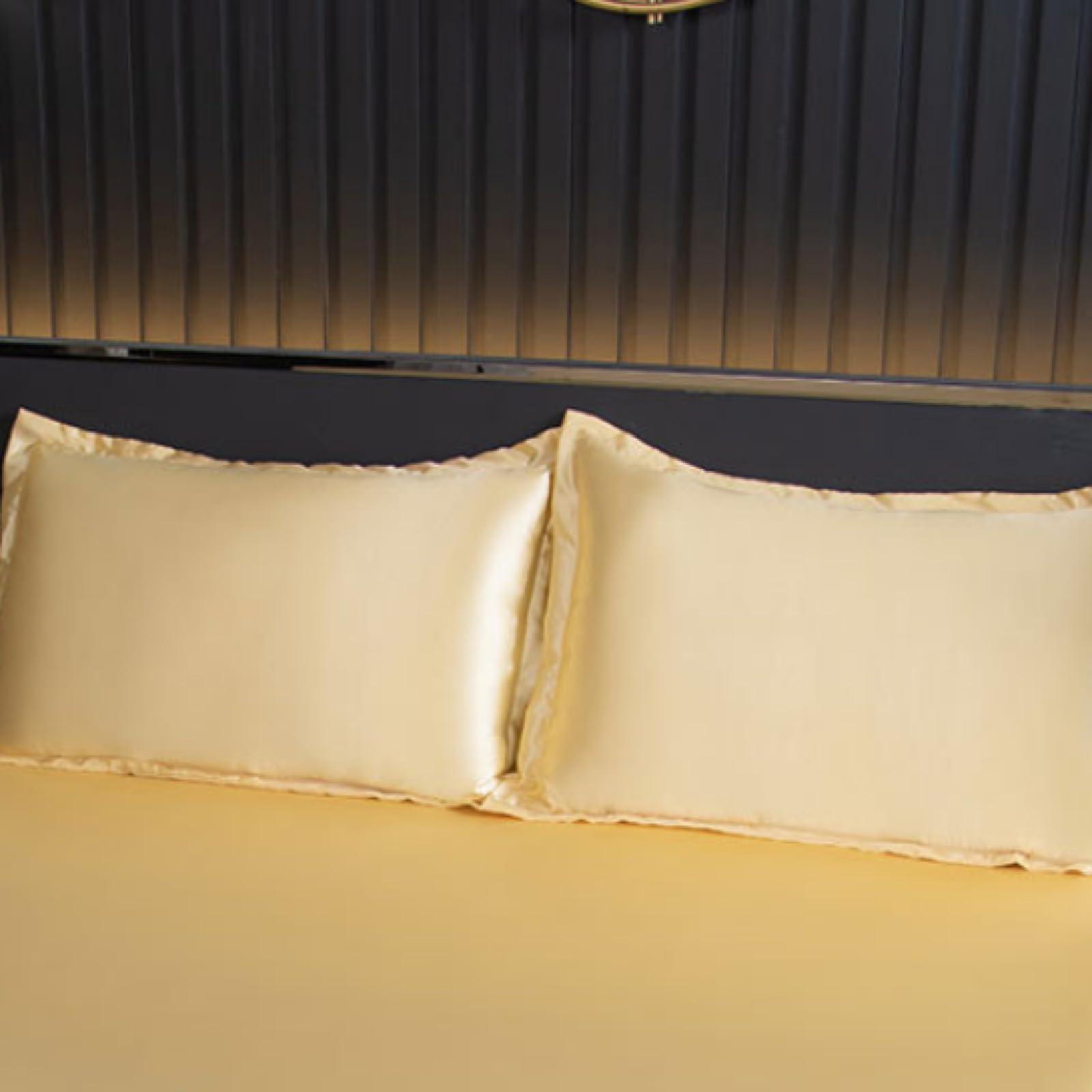 FCLDESHOP Fitted Mattress Protector Top,Solid Color Ice Silk Anti-Slip Fitted Sheet,Comfortable Polyester Bed Sheet for Double Bed Pillowcase,Pink,200cmx220cm (3pcs)