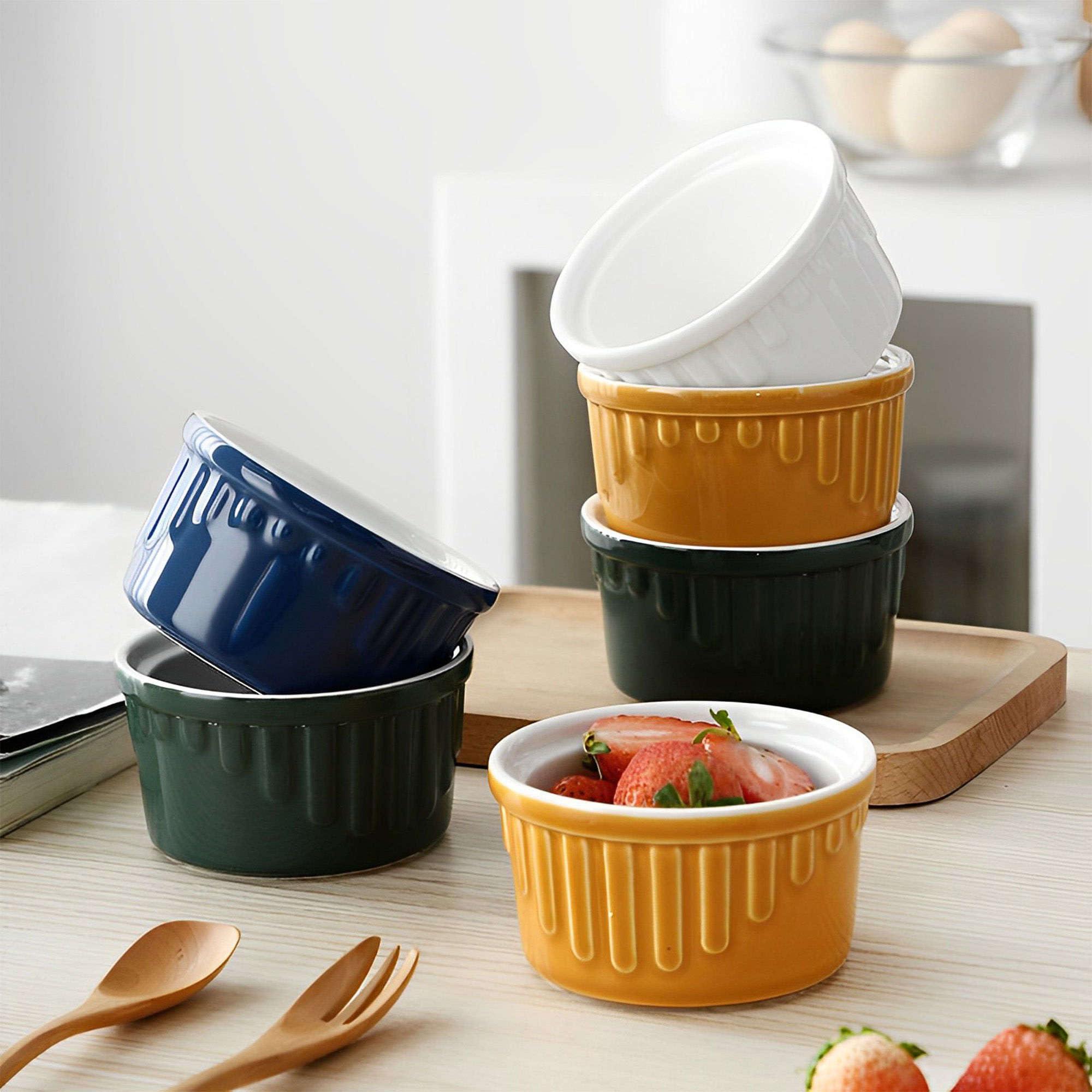 TYMYYS TYMYYS Ramekins 6 Oz Oven Safe, Creme Brulee Ramekins, Souffle Cups, Souffle Dishes For Oven-White-Set of 8