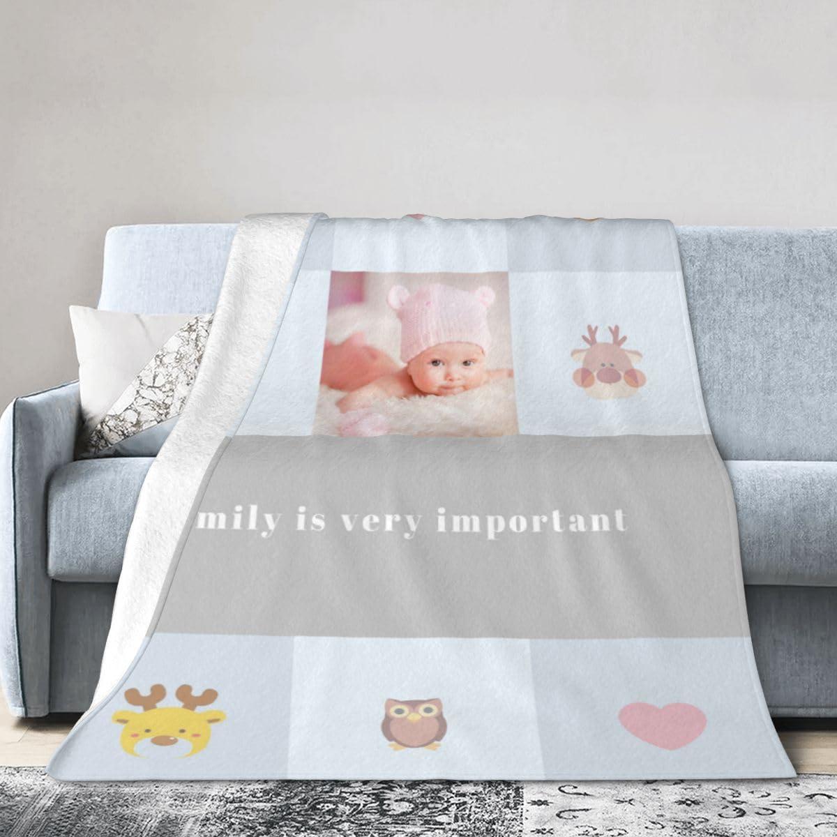 Yhbtgvrce Yhbtgvrce Customized Blanket, Using Photos of Family, Friends, Couples Or Pets, Personalized Blankets for Girlfriend Boyfriend Dad Mom Friend, Custom5, 60\"x80\"