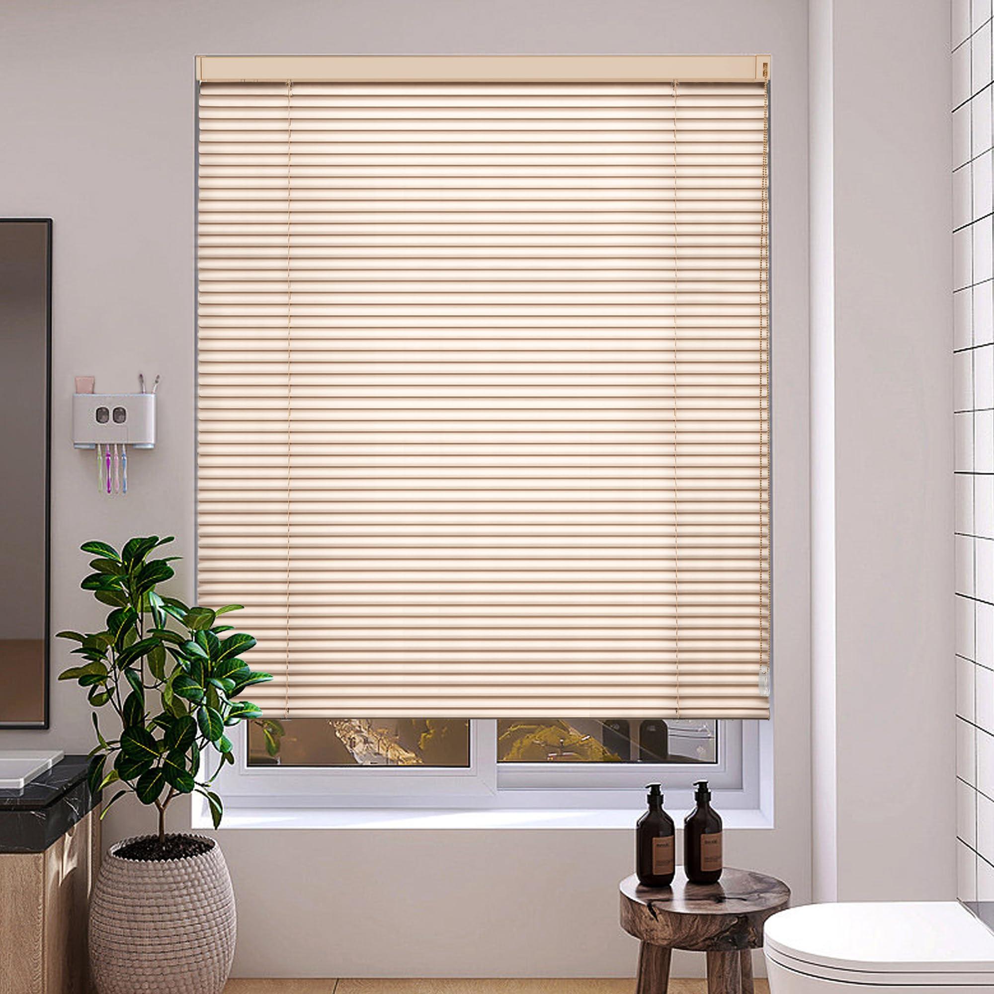 simty Simty Corded 1\" Aluminum Mini Blinds for Windows, Venetian Horizontal Blinds, Privacy Shades for Bedroom, Bathroom,Kitchen,Office, 54\" Wx 96\" H, Champagne