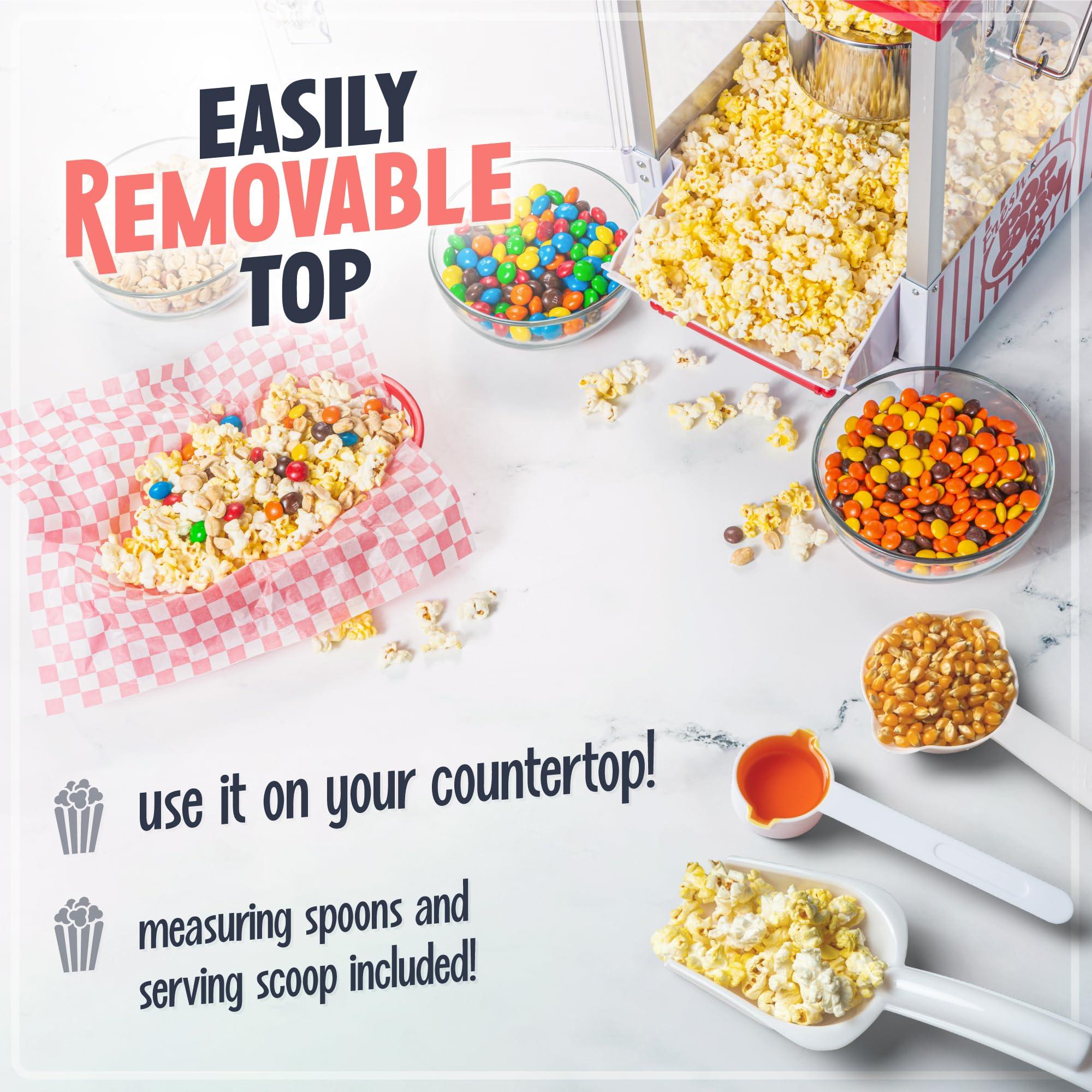 Nostalgia Nostalgia Popcorn Maker Machine - Professional Cart With 2.5 Oz Kettle Makes Up to 10 Cups - Vintage Popcorn Machine Movie Theater Style - Red & White