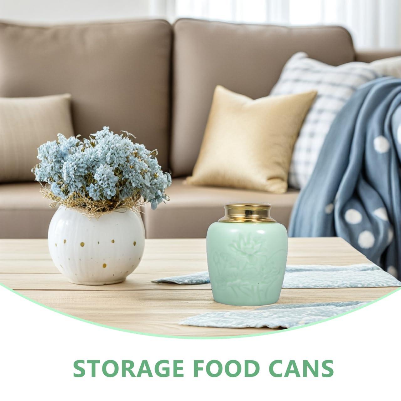 DECHOUS DECHOUS Ceramic Tea Canister Small 24oz Loose Leaf Tea Storage Container Porcelain Tea Canister with Lid for Loose Tea Sealed Ceramic Jar for Home Kitchen Office Tea Coffee Sugar