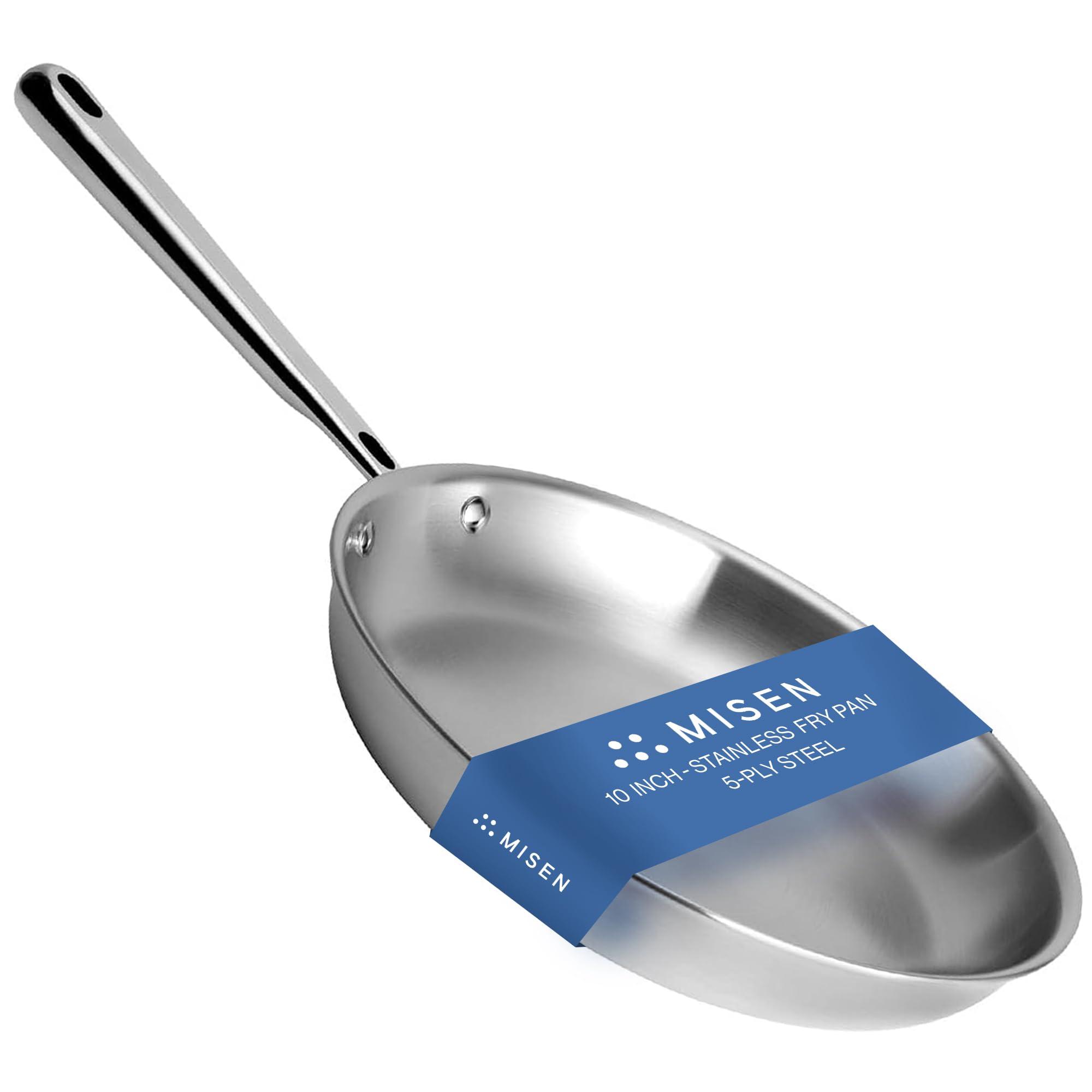 Misen Misen 5-Ply Stainless Steel 10" Frying Pan - Professional Cookware for Induction, Gas and Electric - Dishwasher Safe, Oven Safe to 800F - Durable, Versatile, Even Heating