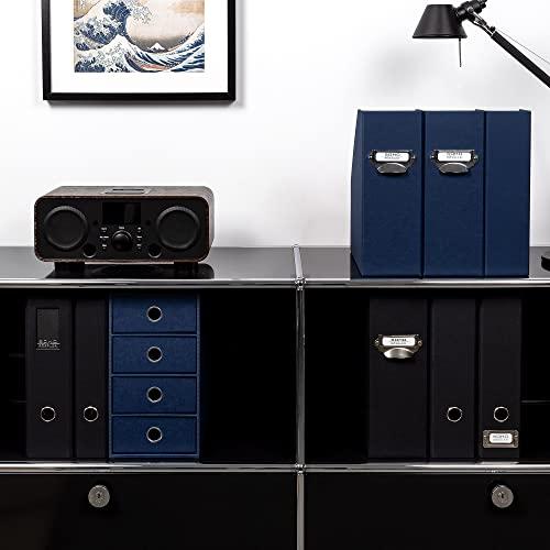 Rssler Papier Rssler SOHO 115mm A4 Magazine Box with Handle and Index Holder - Navy Blue
