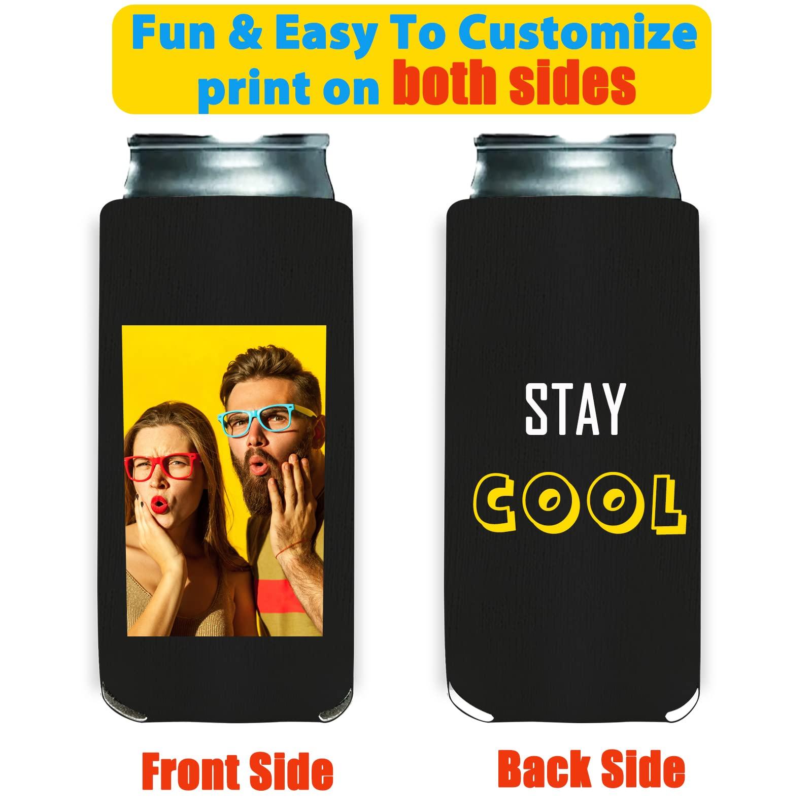 HomeLoft Basics Personalized Can Cooler Sleeves Custom Slim Beer Cozy Bulk Customized with Image Text Logo Insulated Beverage Bottle Holder Cover for Wedding Birthday Party