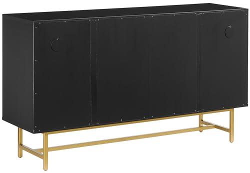 Crosley Furniture Crosley Furniture Blair Mid-Century Modern Sideboard Buffet Cabinet with Storage, Living Room Credenza, Black/Gold