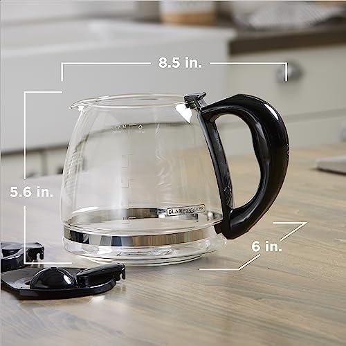 BLACK+DECKER BLACK+DECKER 12-Cup Replacement Carafe, GC3100B, Duralife Glass, Dishwasher-Safe, 2 Extra Lids