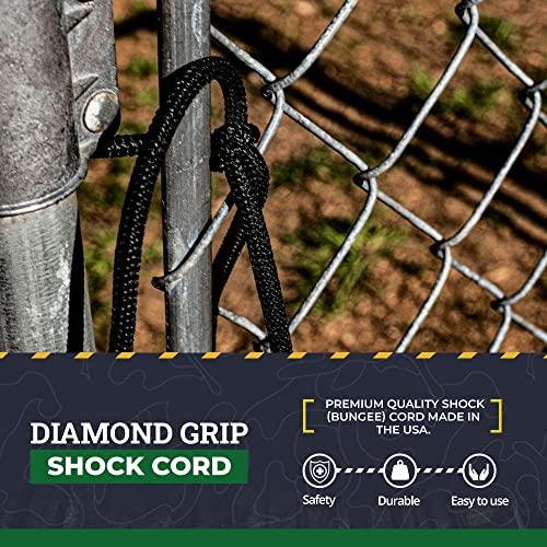 SGT KNOTS SGT KNOTS Diamond Grip Black Bungee Cord - 100% Stretch Elastic Cord and Absorbent Bungee Shock Cord for Camping, Kayak Deck, Crafting (1/4\" x 50ft)