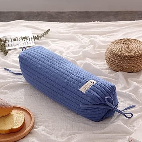 DSOPHORAT DSOPHORAT Buckwheat Pillow, Bed Pillow, Organic buckwheat Pillow Cylindrical Shape, Improve Sleep Quality, buckwheat Husk Pillow Relieve Fatigue Comfortable(Blue)
