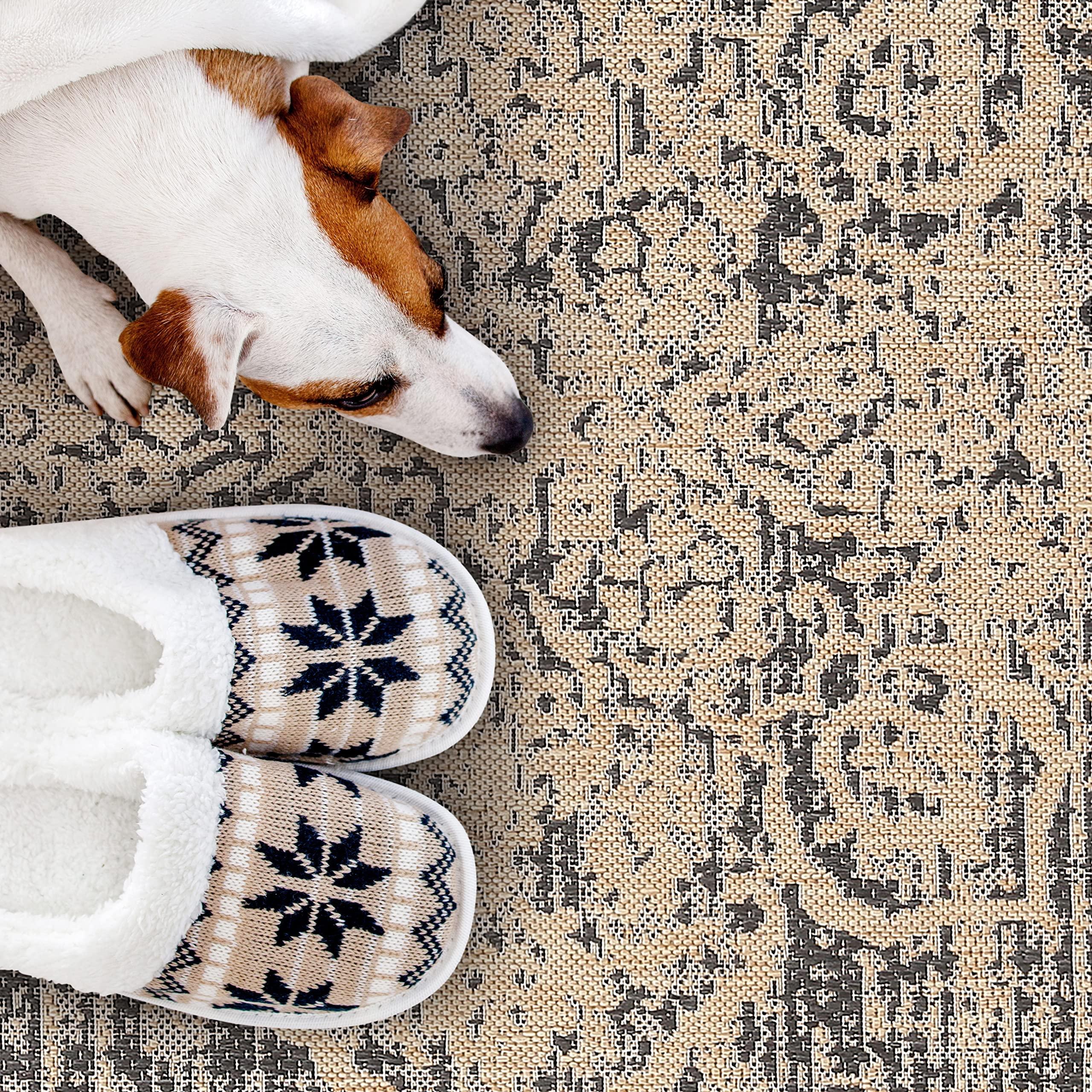 Sherloom Sherloom Modern Vintage Indoor Outdoor Area Rug Weather Resistant Outdoor Carpet for Porch Deck Balcony Backyard Patio Rug 8x10 Gray