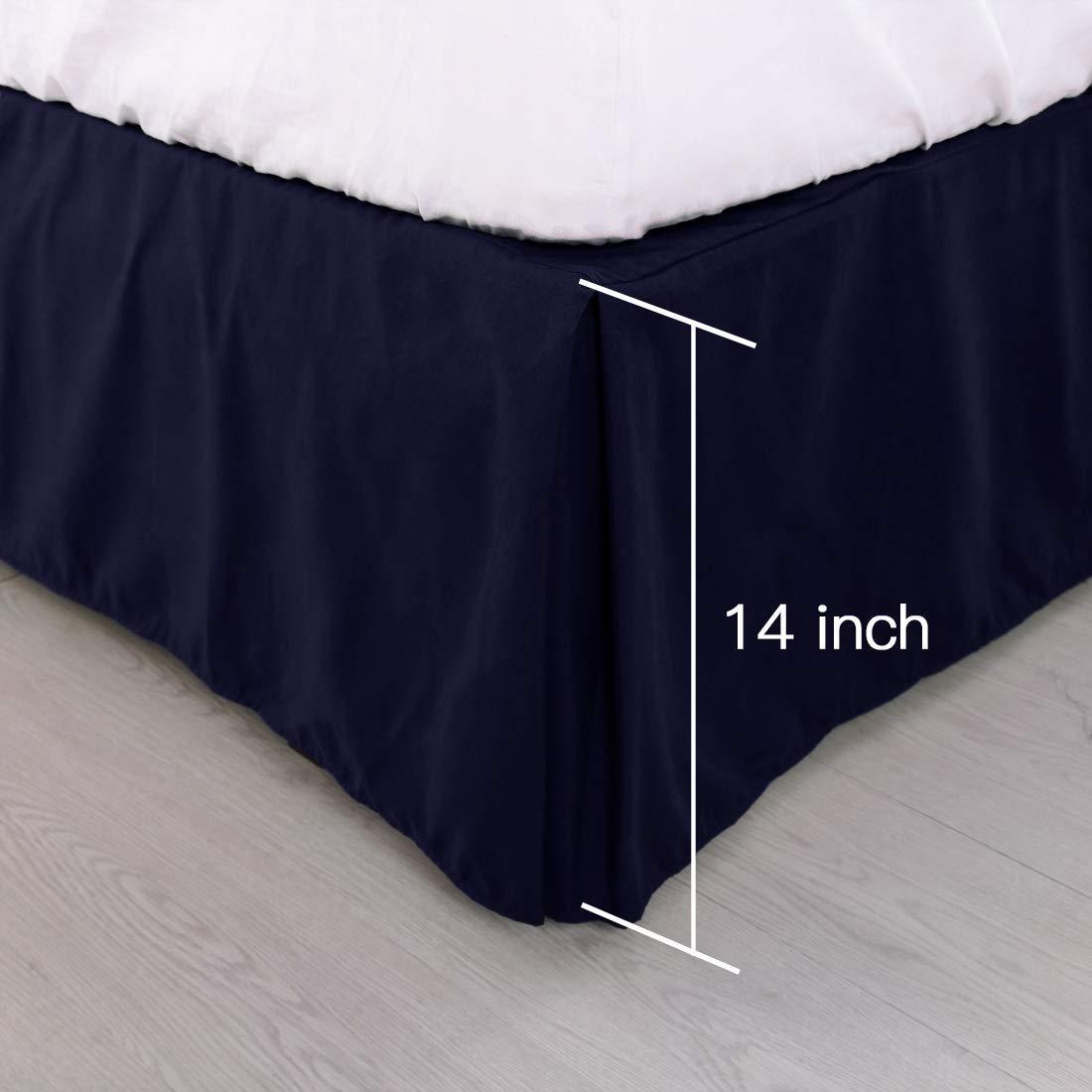 ARlinen ARlinen Bed Skirt Twin XL Bed Skirt 18 Inch Drop, Tailored/Pleated Bedskirt, Dust Ruffle with Split Corners and Platform, Solid Wrinkle and Fade Resistant bedskirt (Twin XL, Navy Blue Solid)