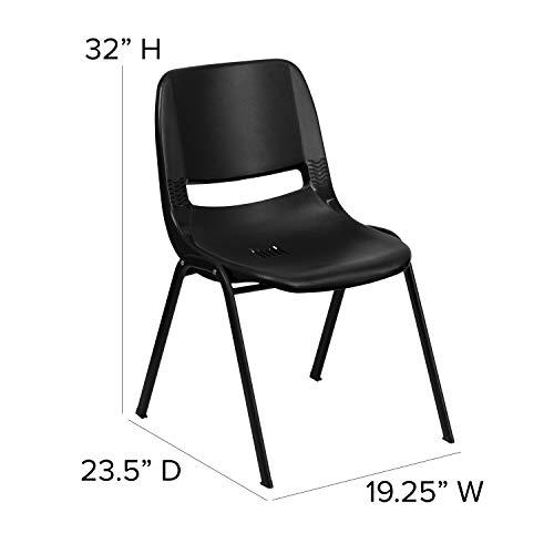 Flash Furniture Flash Furniture HERCULES Series 880 lb. Capacity Black Ergonomic Shell Stack Chair with Black Frame
