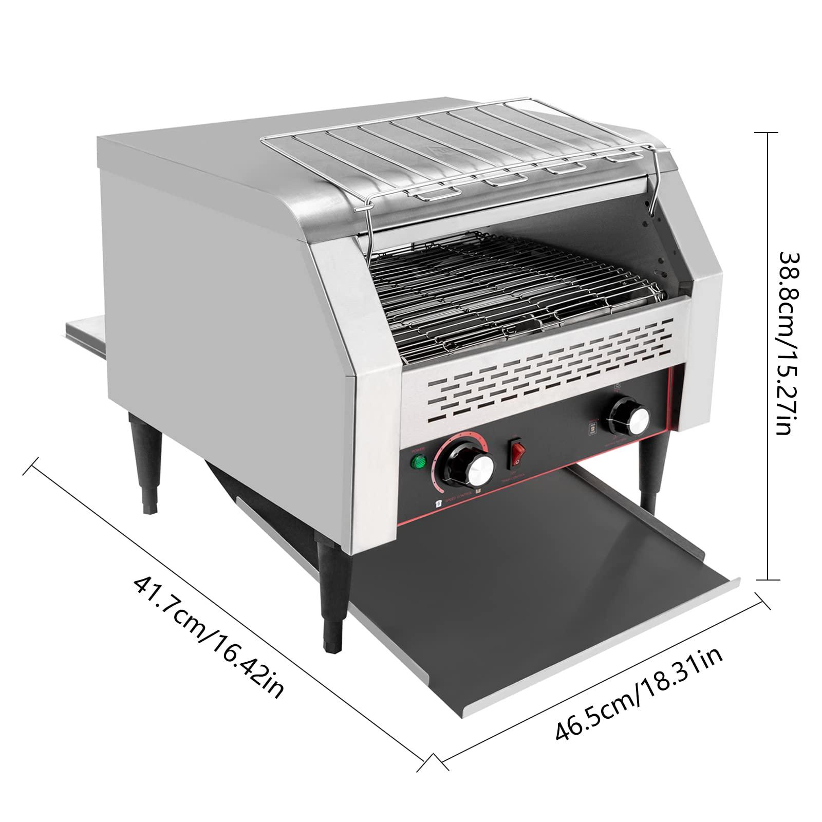 Okasiki Commercial Toaster Conveyor Electric Stainless Steel Restaurant Toaster Oven for Bagel Burgers Bun Bread Heavy Duty Industrial Conveyor Toasters (450 Slices/Hour)