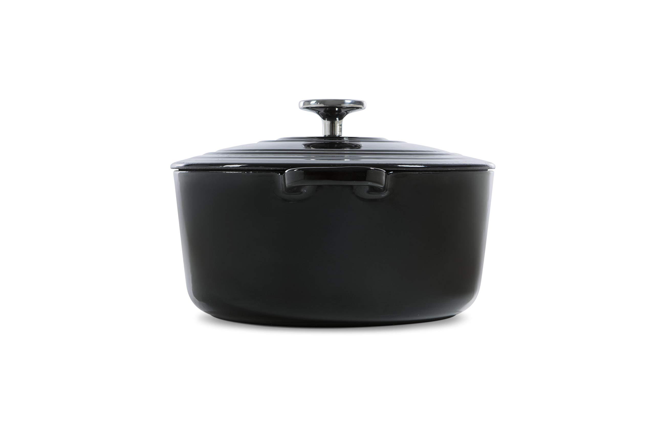 BK BK Bourgogne Enameled Cast Iron Induction 4.4QT Nonstick Dutch Oven, PFAS Free, Dishwasher Safe, Jet Black